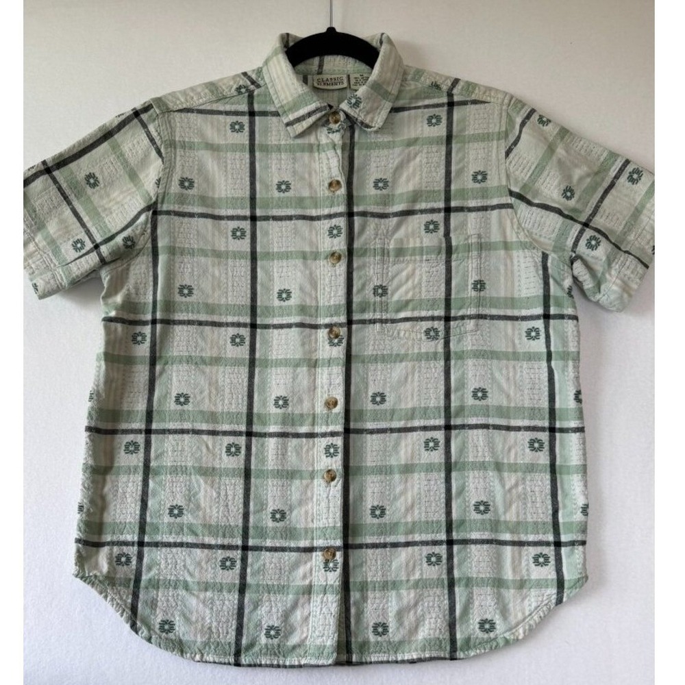 Vintage Y2K Classic Elements Button‑Up Shirt – Men's Medium | 100% Cotton